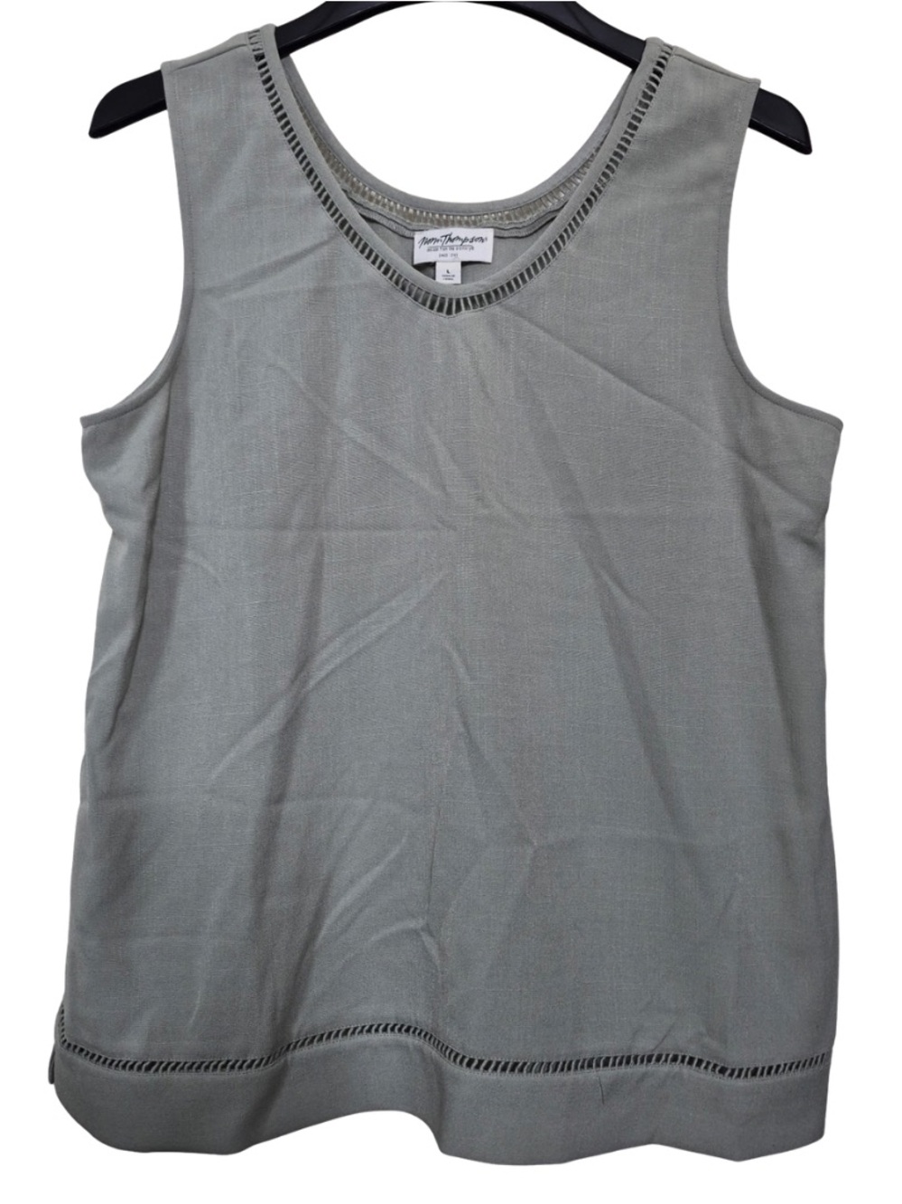 Norm Thompson Ladder Trim Sage Tank
